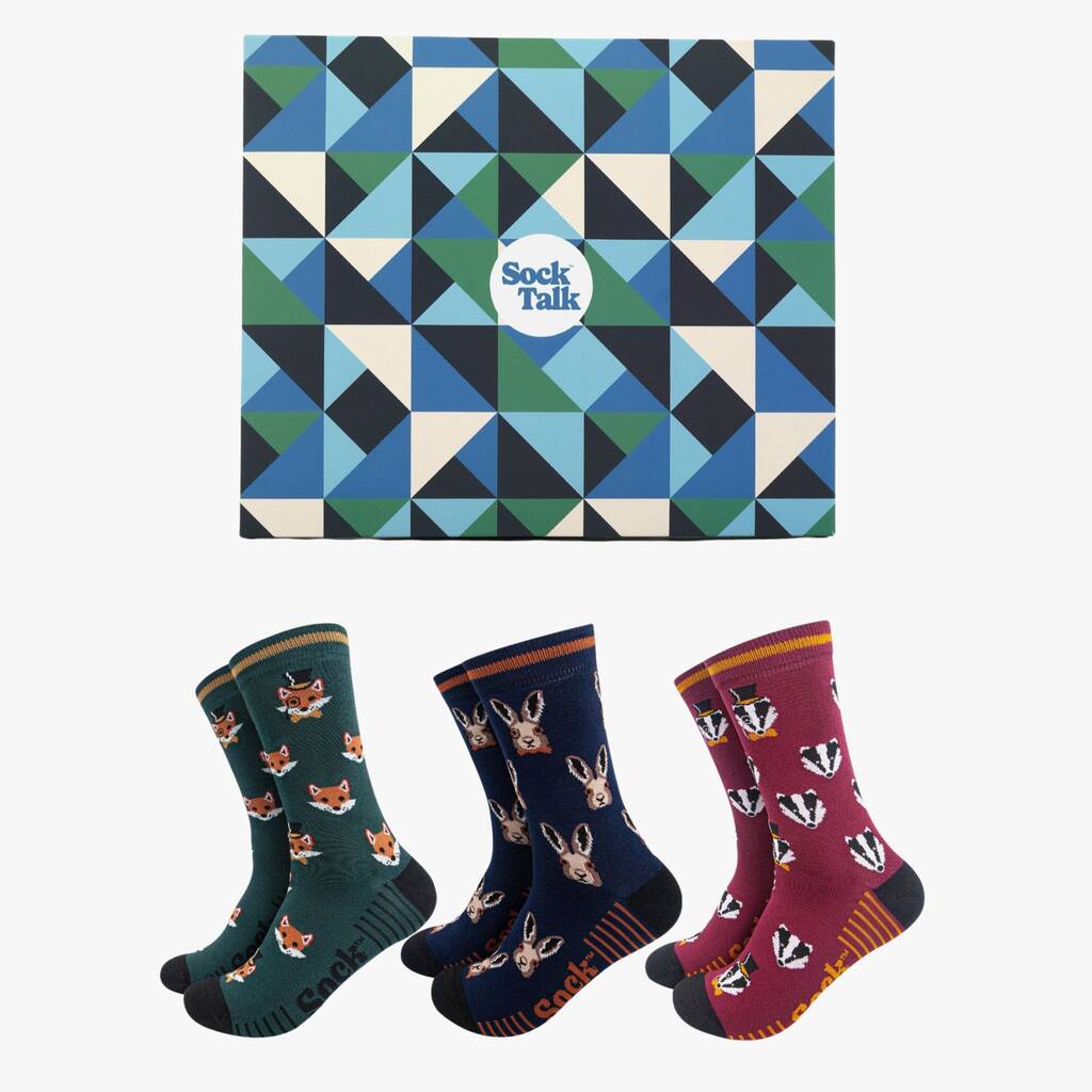 Dapper Animals Bamboo Socks Gift Set Men's, 1 of 4