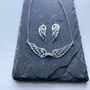 Double Guardian Angel Wing Necklace In Sterling Silver, thumbnail 3 of 5