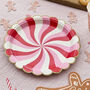 Christmas Candy Swirl Paper Plates Red And Pink Pack Of Eight, thumbnail 1 of 3