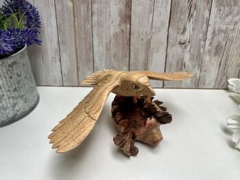 Hand Carved Wooden Soaring Eagle Sculpture Ornament, 5 of 12