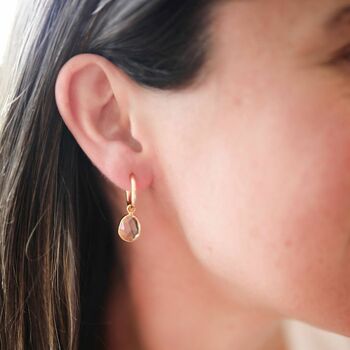 Manhattan Gold Plated And Citrine Gemstone Earrings, 2 of 4