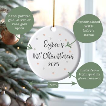 Personalised Baby's First Christmas Script Decoration, 2 of 8