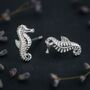 Sterling Silver Seahorse Stud Earrings, thumbnail 4 of 9