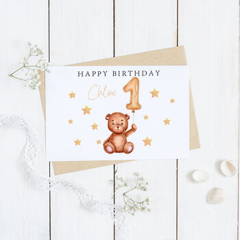 Personalised 1st Birthday Teddy Bear Card, 2 of 2