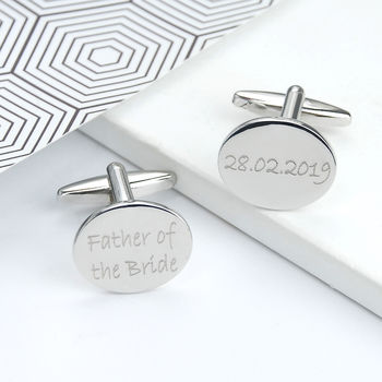 Personalised Oval Cufflinks And Tie Clip Set, 2 of 9