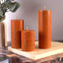 G Decor Fern Amberstone And Gold Hand Finished Pillar Candles, thumbnail 1 of 6