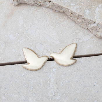 9ct Gold Dove Stud Earrings, 2 of 8