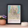 Framed And Personalised Amsterdam Map Print, thumbnail 2 of 2