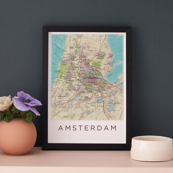 Framed And Personalised Amsterdam Map Print, 2 of 2