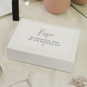 Personalised Heart White Wooden Jewellery Box – Elegant Gift For Her, 2 of 7