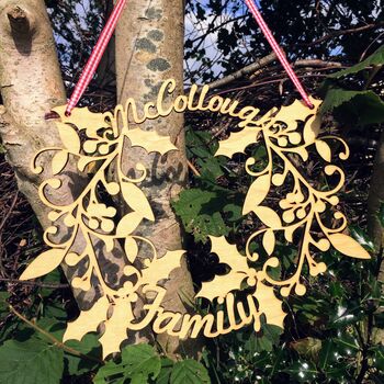 Personalised Wooden Christmas Wreath, 2 of 5