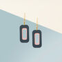 Blue And Pink Rectangle Earrings • Gold Plated Sterling Silver Hooks, thumbnail 1 of 8