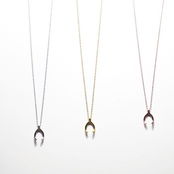 Plain Wishbone Necklaces Rose Or Gold Plated 925 Silver, 6 of 8