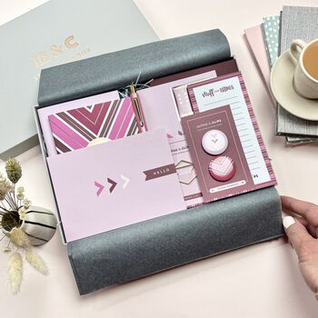Pink And Burgundy Stationery Box, 2 of 11