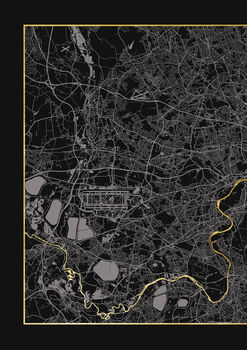 London Triptych Map Screen Prints | Black And Gold, 3 of 5