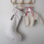 Personalised Beige Gingham Stocking Embroidered, thumbnail 2 of 9