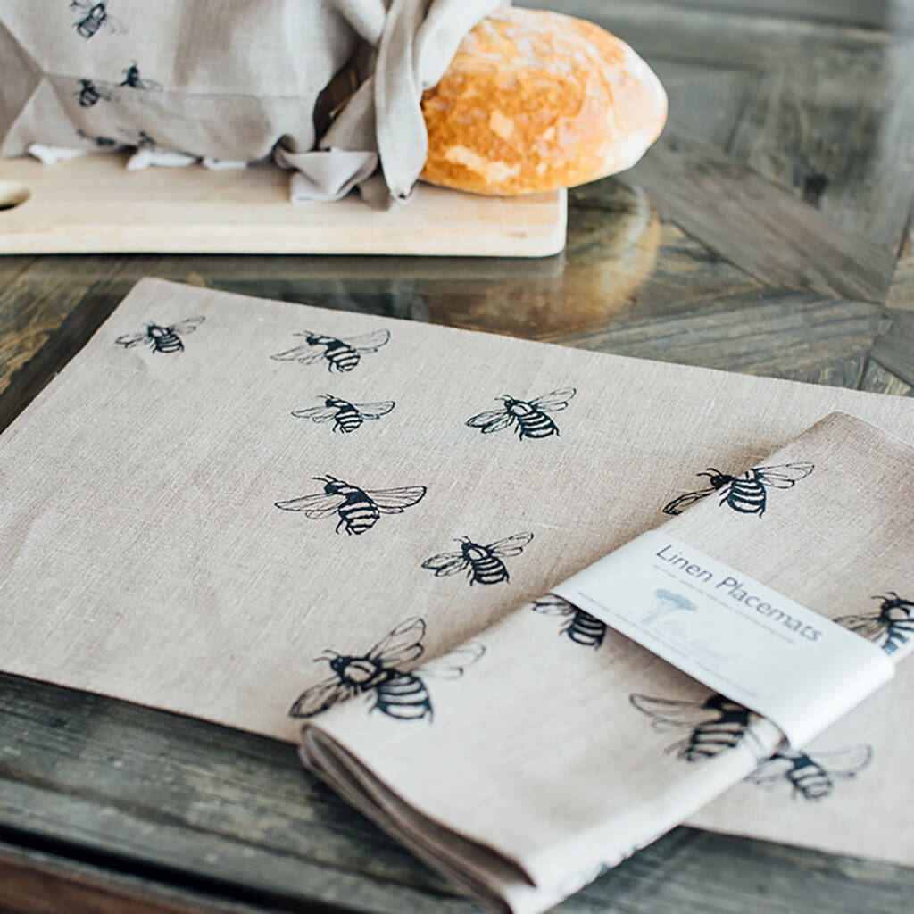 Bee Linen Placemats Set Of Two By HELEN ROUND