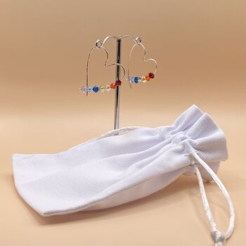 Colourful Crystal Heart Sterling Silver Hoop Earrings, 2 of 5
