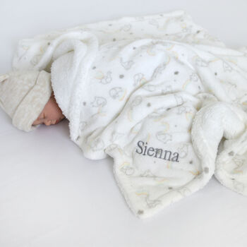 Personalised Unisex Ellie Comforter Sherpa Blanket Set, 4 of 9