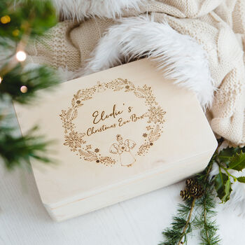 Personalised Christmas Eve Box With Angel And Wreath, 2 of 3
