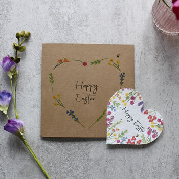 Easter Wildflower Seed Heart Recycled Card, 3 of 5