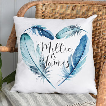 Personalised Watercolour Feather Cushion, 7 of 7