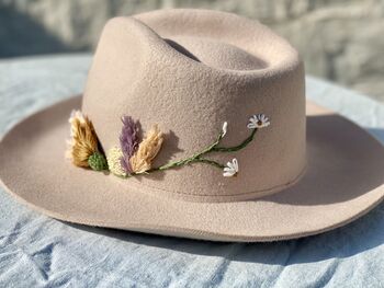 Hand Embroidered Floral Wool Fedora, 8 of 12