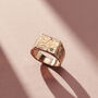 Chunky Textured Confetti Birthstone Signet Ring, thumbnail 4 of 8