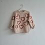 Hand Embroidered 'Hearts' Valentines Baby And Toddler Jumper, thumbnail 4 of 5