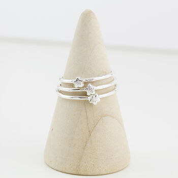 Sterling Silver Mini Flower Charm Ring, 3 of 5