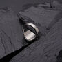 Engraved Octagon Signet Silver Ring Unisex, thumbnail 5 of 10