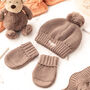 Baby Boy Personalised Bobble Hat And Mittens Gift Set, thumbnail 1 of 12