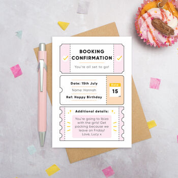Personalised Birthday Booking Confirmation Card, 6 of 10