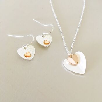 Silver Plated And Rose Gold Heart Necklace, 4 of 6
