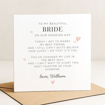 For My Bride On Our Wedding Day Personalised Card, 2 of 8