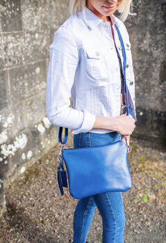 Royal Blue Leather Cross Body Bag, 2 of 4