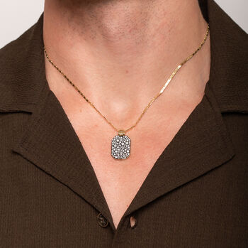 Dog Tag Necklace And Mixed Cz In 18 K Gold Plated Vermeil, 4 of 9