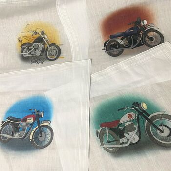 Set Of Four Handkerchiefs With Classic Motorbikes, 8 of 10