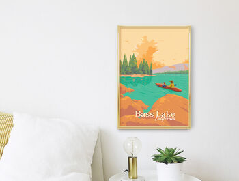 Bass Lake USA Travel Poster Art Print, 3 of 8