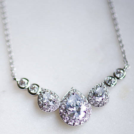 Pear Drop Crystal Necklace By Queens & Bowl