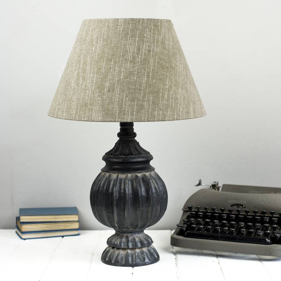 Black Aged Round Table Lamp By The Orchard