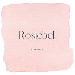 light pink logo with Rosiebell Biscuits in Grey 