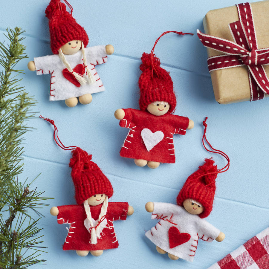 Red and white mini christmas tree decoration by the 