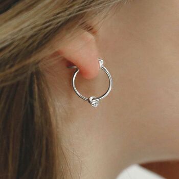 Sterling Silver Knot Hoop Earrings, 5 of 12