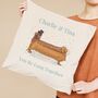 Sausage Dogs Personalised Wedding Cushion Gift, thumbnail 1 of 2