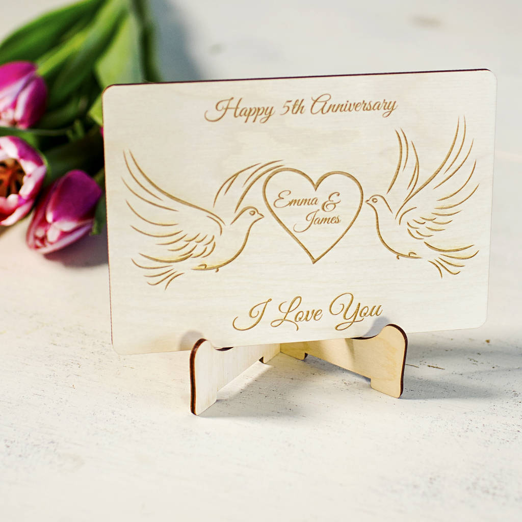 Wedding Anniversary Personalised Wooden Greeting Card By Natural Gift
