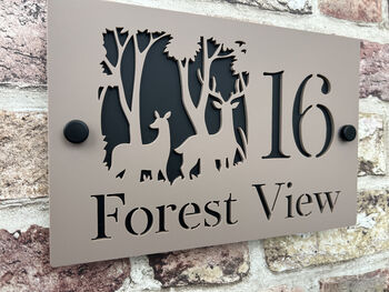 Personalised Deer In Forest House Acrylic Number Sign, 4 of 7