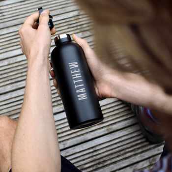 Personalised #Hydrate Reusable Black Water Bottle, 2 of 6