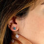Sapphire Moissanite Crystal Sterling Silver Earrings, thumbnail 2 of 6