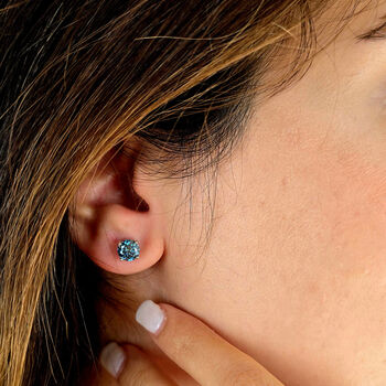 Sapphire Moissanite Crystal Sterling Silver Earrings, 2 of 6